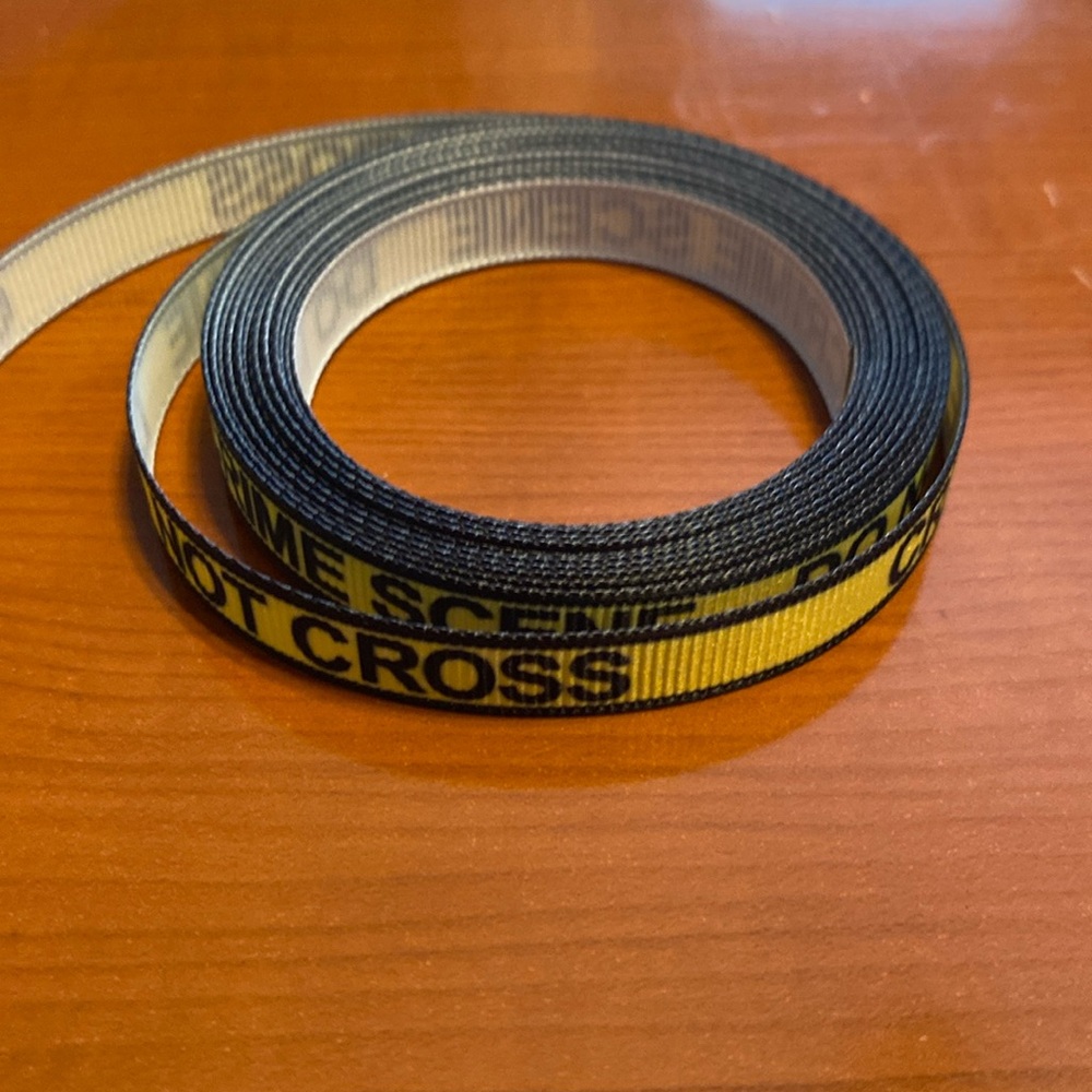 4yds 3/8" Crime Scene Do Not Cross Tape Grosgrain Ribbon Single Sided